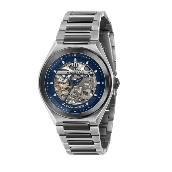 Maserati Men's Triconic Automatic Watch - Blue Dial, Gunmetal Bracelet (R8823139001)