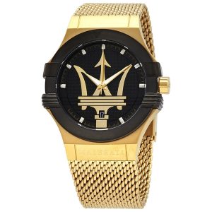 Maserati Potenza R8853108006 Men's Black Dial Gold-Tone Watch