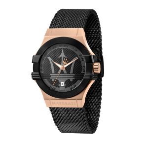 Maserati Potenza Men's Black Mesh Bracelet Watch - Rose Gold & Black (R8853108010)
