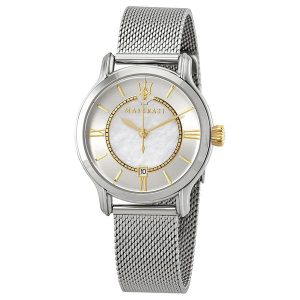 Maserati Epoca Women's Mother-of-Pearl Dial Watch - Silver Tone Stainless Steel Mesh Bracelet