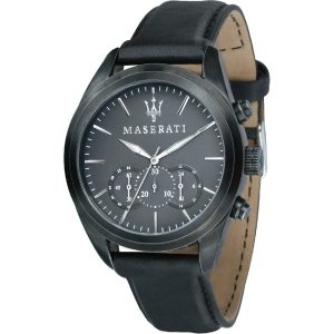Maserati Traguardo Chronograph Men's Watch - Grey Dial, Black Leather Strap (R8871612019)