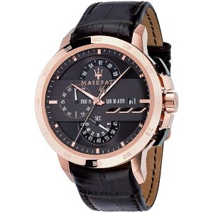 Maserati Men's R8871619001 Chronograph Brown Leather Watch - Rose Gold Tone