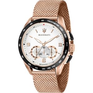 Maserati Traguardo Chronograph White Dial Men's Watch - Rose Gold Stainless Steel