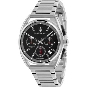 Maserati Trimarano Men's Chronograph Watch - Black Dial, Silver Stainless Steel Bracelet (R8873632003)