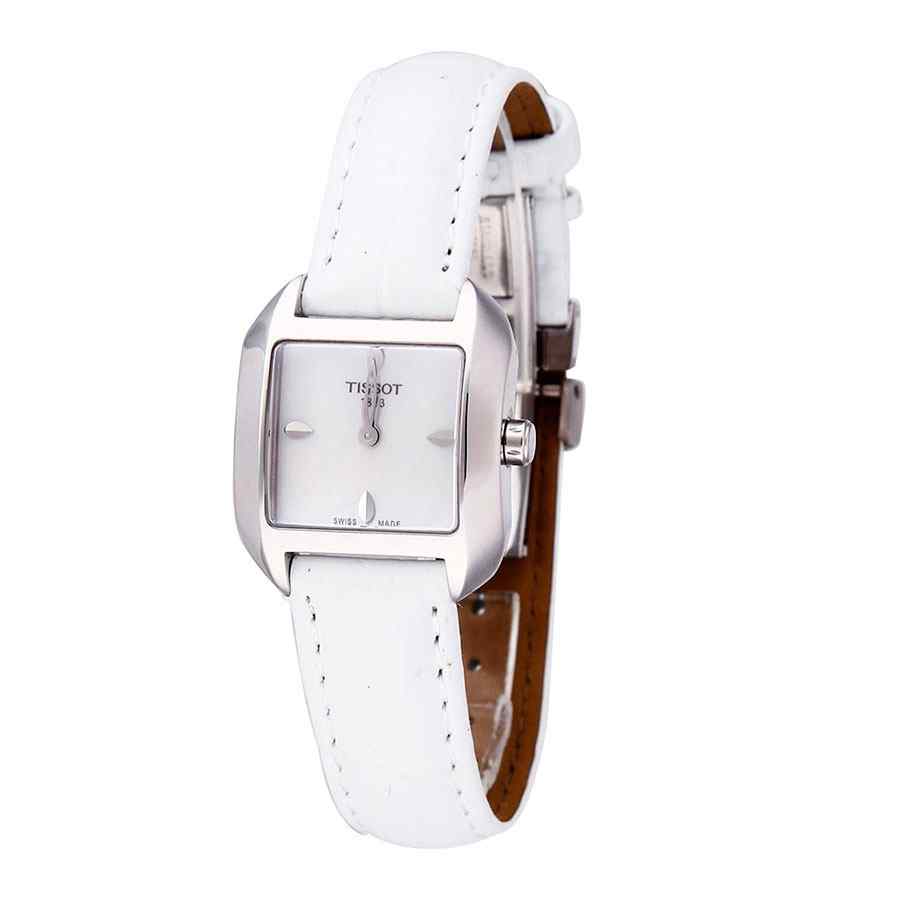 Tissot T-Wave Mother-of-Pearl Dial White Leather Strap T02.1.255.71