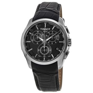 Tissot Couturier Chronograph Quartz Men's Watch (41mm) - Black Leather Strap, Silver Case, Black Dial - T035.617.16.051.00