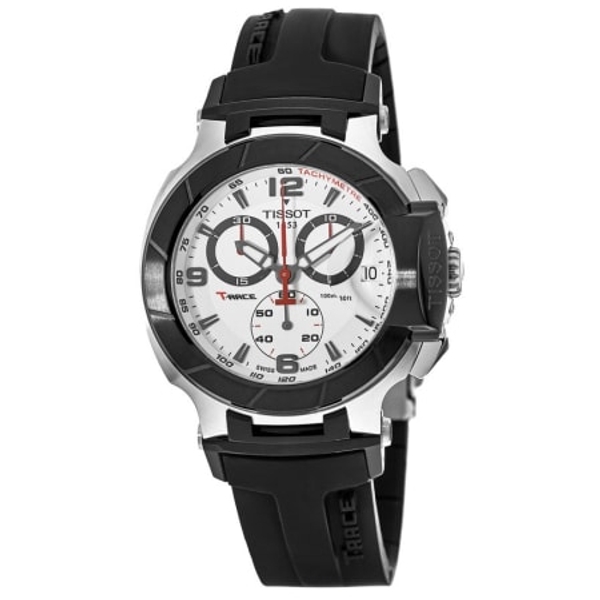 Tissot T-Sport T-Race Chronograph Men's Watch - Silver Dial, Black Rubber Strap (43mm)