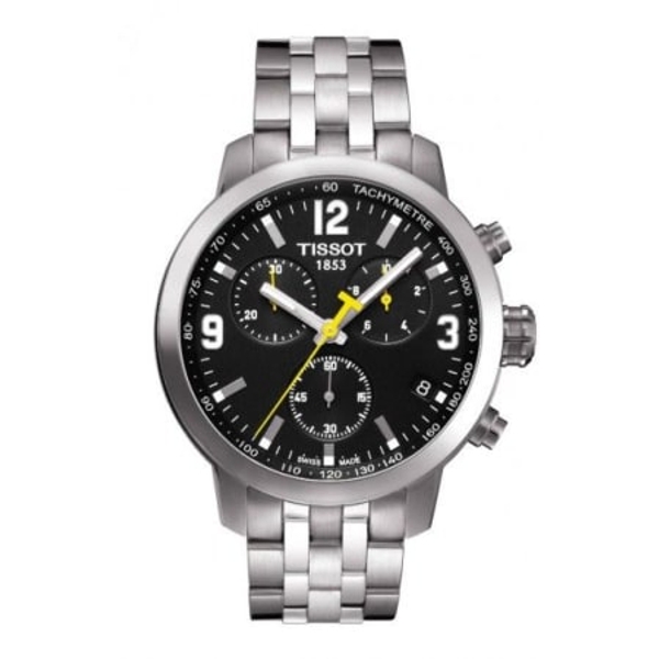 Tissot PRC 200 Chronograph Black Dial Men's Watch - Stainless Steel (T055.417.11.057.00)