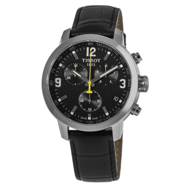 Tissot PRC 200 Men's Chronograph Watch - Black Leather Strap (T055.417.16.057.00)