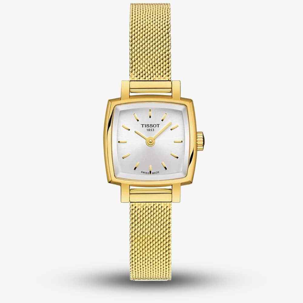 Tissot Lovely Square Silver Dial Gold Tone Stainless Steel Bracelet T058.109.33.031.00