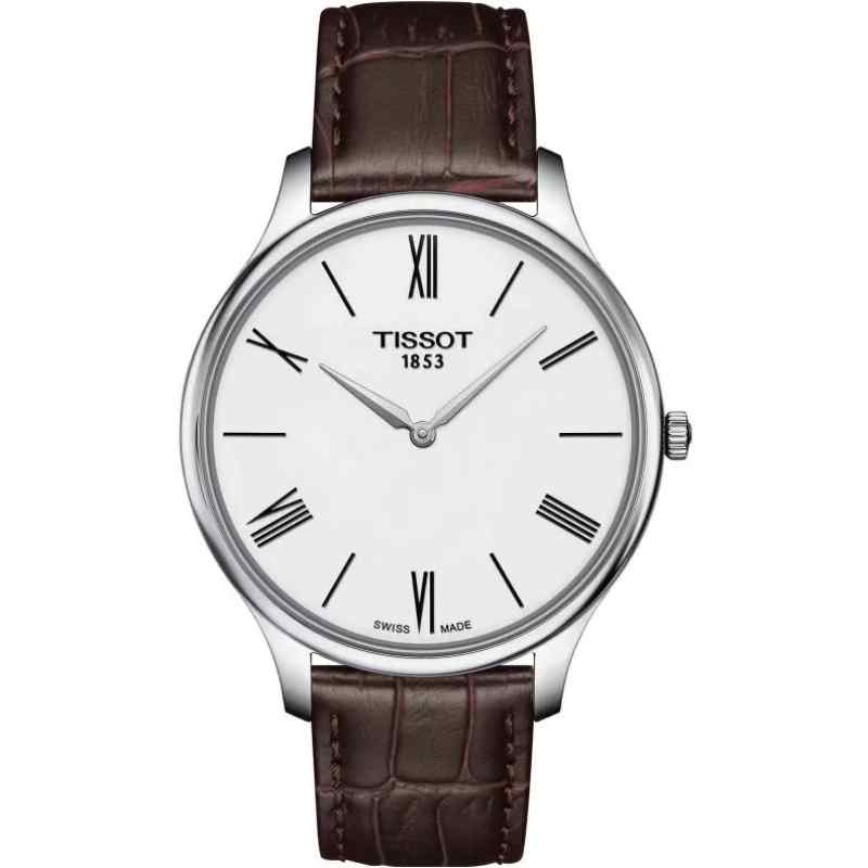 Tissot Tradition T063.409.16.018.00 Men's Watch - Classic White Dial & Brown Leather Strap