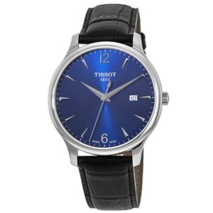 Tissot T-Classic Tradition Men's Watch - Blue Dial, Black Leather Strap (42mm)