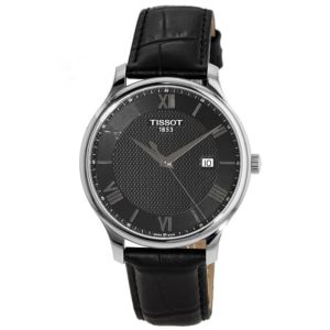 Tissot T-Classic Tradition Men's Watch (42mm) - Black Leather Strap, Silver Dial