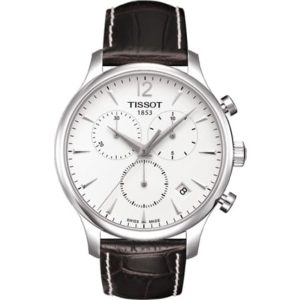 Tissot T-Classic Tradition Men's Chronograph Leather Watch - Silver Dial (42mm)