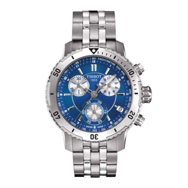 Tissot T-Sport PRS 200 Chronograph Men's Watch - Blue Dial - Stainless Steel Bracelet (T067.417.11.041.00)