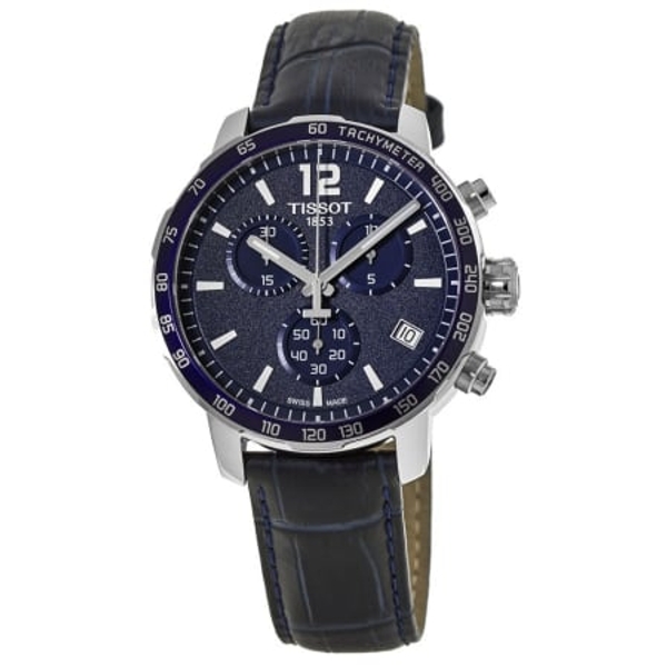 Tissot Quickster Chronograph Men's Watch - Blue Leather Strap (42mm)