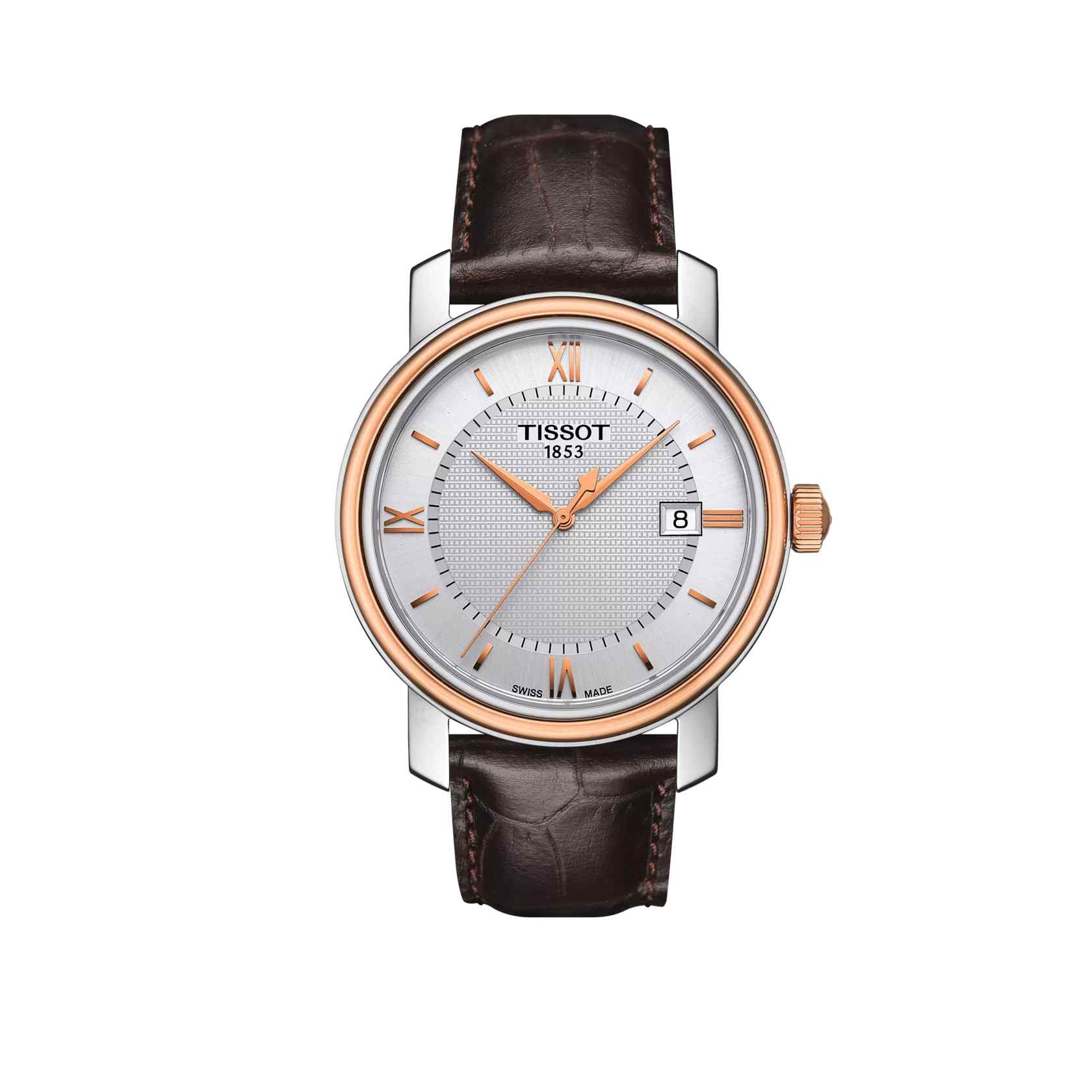 Tissot Bridgeport Lady Two-Tone Silver Dial Brown Leather Strap T097.010.26.038.00