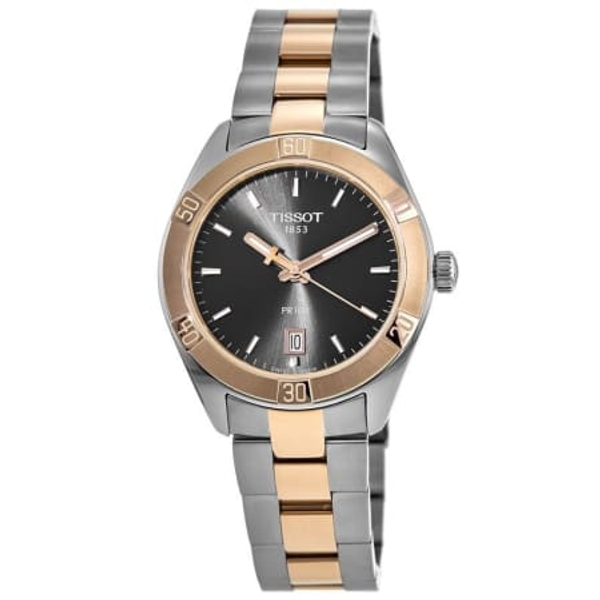 Tissot PR 100 Women's Two-Tone Watch - Anthracite Dial (36mm)
