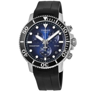 Tissot Seastar 1000 Chronograph Men's Watch - Blue Dial, Black Rubber Strap (45.5mm)