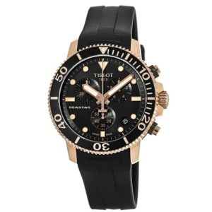 Tissot Seastar 1000 Chronograph Black Dial Rose Gold Plated Men's Watch T120.417.37.051.00