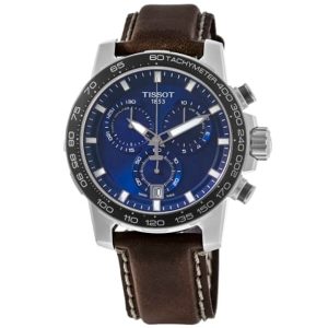 Tissot Supersport Chrono Men's Watch - Blue Dial, Brown Leather Strap (T125.617.16.041.00)