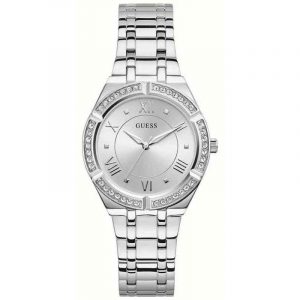 Guess Ladies Cosmo Watch - 36mm Silver Crystal Bezel & Stainless Steel Bracelet GW0033L1