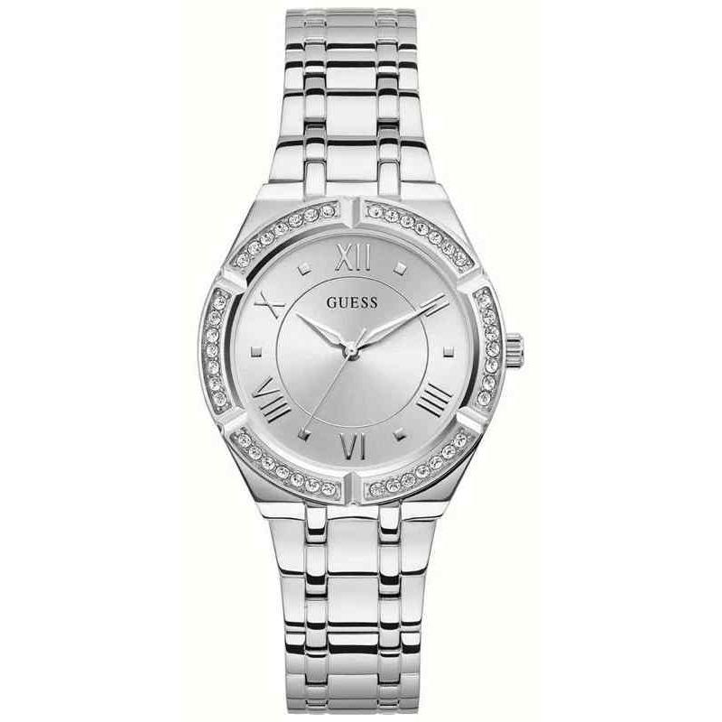 Guess Ladies Cosmo Watch - 36mm Silver Crystal Bezel & Stainless Steel Bracelet GW0033L1