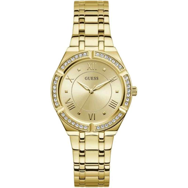 Guess Ladies Cosmo Watch - 36mm Gold Crystal Bezel & Bracelet GW0033L2