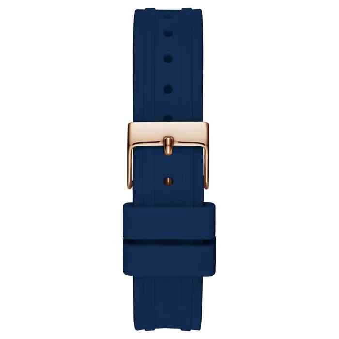 Guess Ladies Cosmo Watch - 36mm Rose Gold Case & Blue Silicone Strap GW0034L4 - Image 3