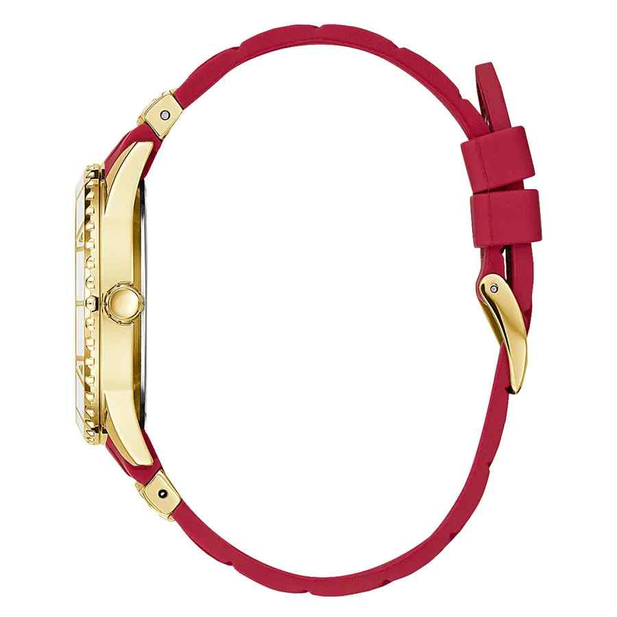 Guess Ladies Cosmo Watch - 36mm Gold Tone Case & Red Silicone Strap GW0034L6 - Image 2