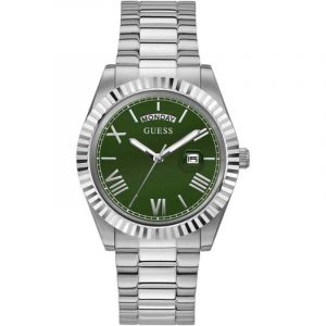 Guess Connoisseur Day/Date Men's Watch - 42mm Stainless Steel & Green Dial GW0265G10