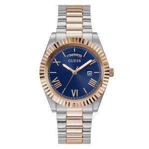 Guess Connoisseur Day/Date Men's Watch - 42mm Two-Tone & Blue Dial GW0265G12