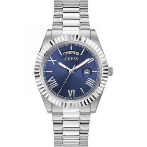 Guess Connoisseur Day/Date Men's Watch - 42mm Stainless Steel & Blue Dial GW0265G7