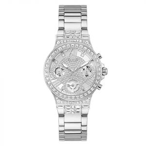 Guess Moonlight Ladies Watch - 36mm Silver Crystal Bezel & Bracelet GW0320L1