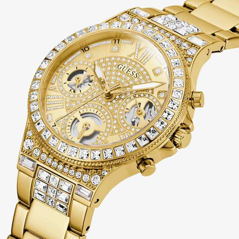Guess Moonlight Ladies Multifunction Watch - 36mm Gold PVD & Crystal Bezel GW0320L2 - Image 2