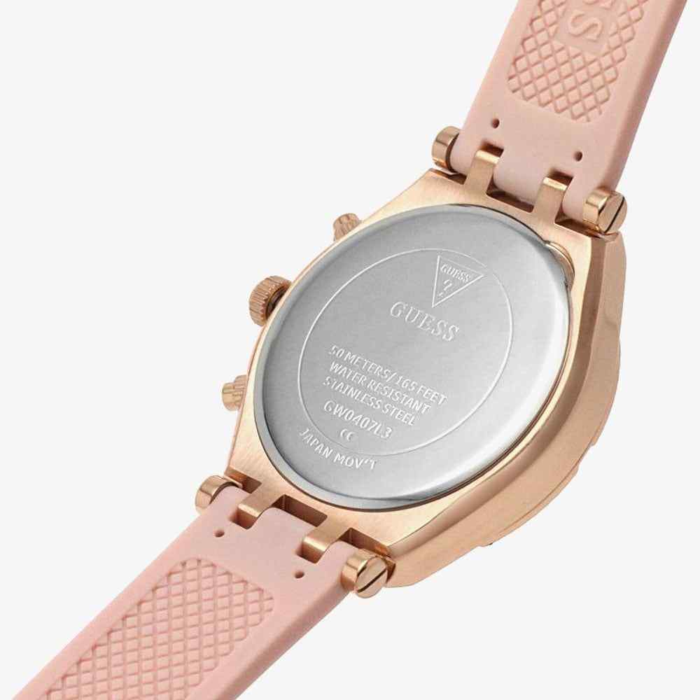 Guess Heiress Ladies Watch - 38mm Rose Gold PVD & Pink Silicone Strap GW0407L3 - Image 5