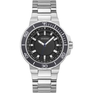 Guess Track Men's Diver Style Watch - 44mm Stainless Steel & Black Dial GW0426G1