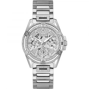 Guess Ladies Mesh Bracelet Watch - 30mm Stainless Steel & Silver Dial GW0464L1
