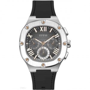 Guess Headline Men's Multifunction Watch - 42mm Black Dial & Black Silicone Strap GW0571G1