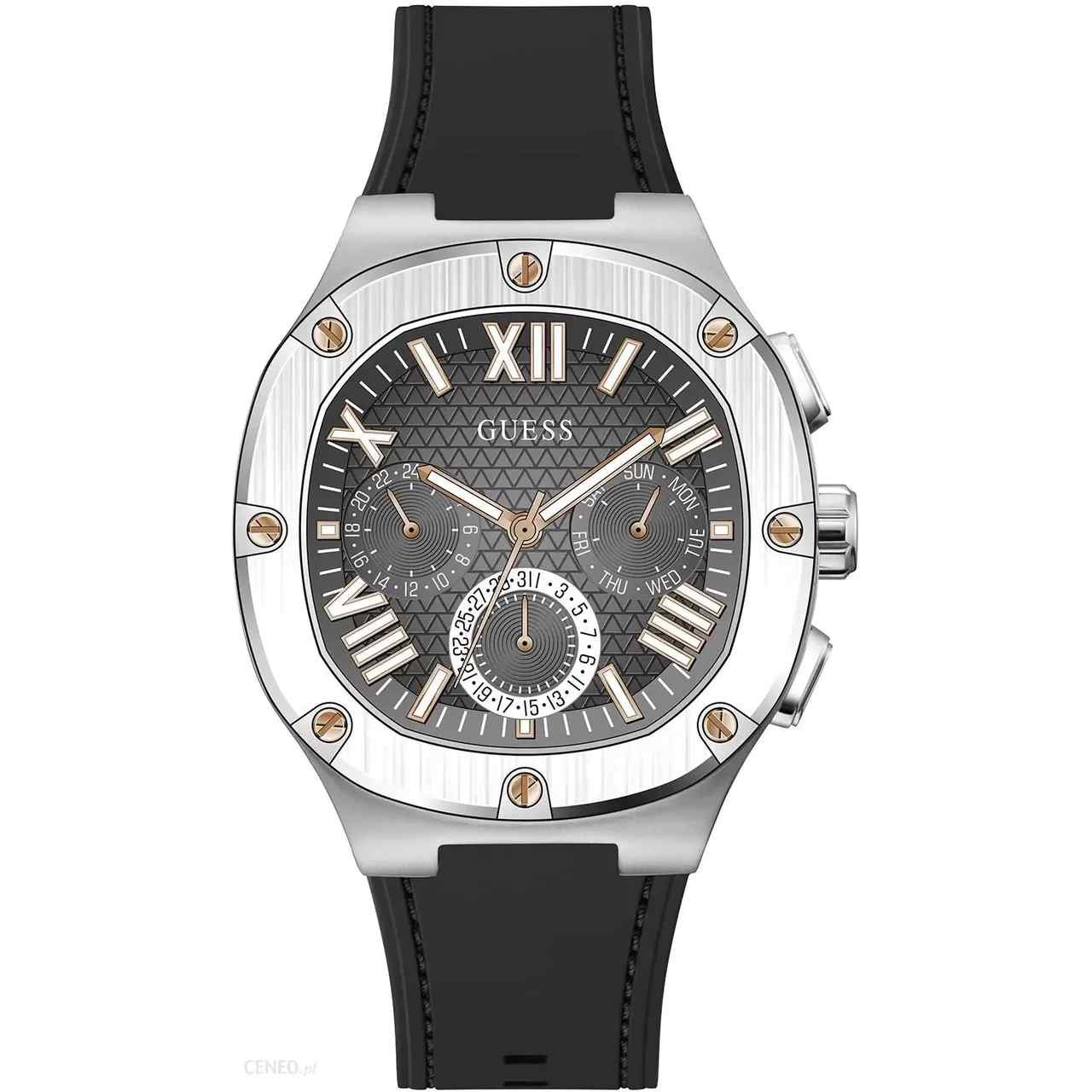Guess Headline Men's Multifunction Watch - 42mm Black Dial & Black Silicone Strap GW0571G1
