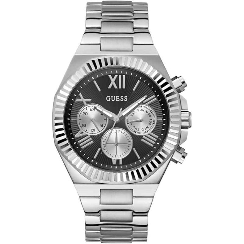 Guess Equity Men's Multifunction Watch - 44mm Stainless Steel & Black Dial GW0703G1