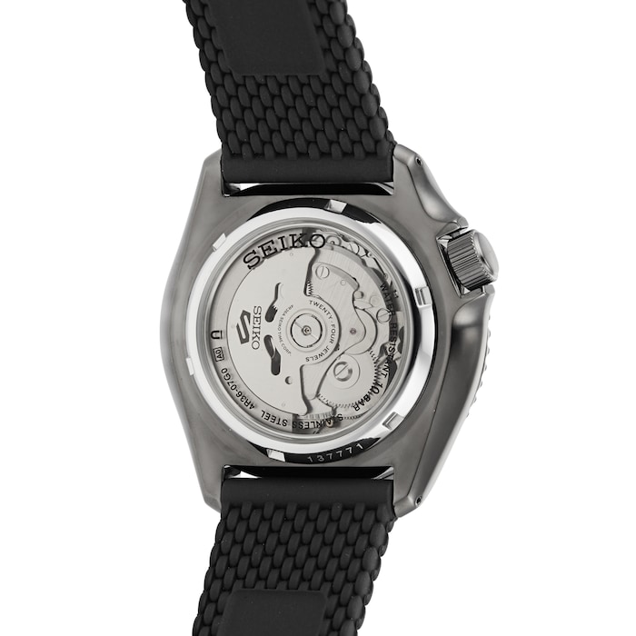 Seiko 5 Sports SRPD65K2 Black Dial Rubber Strap Automatic Men's Watch - Image 3