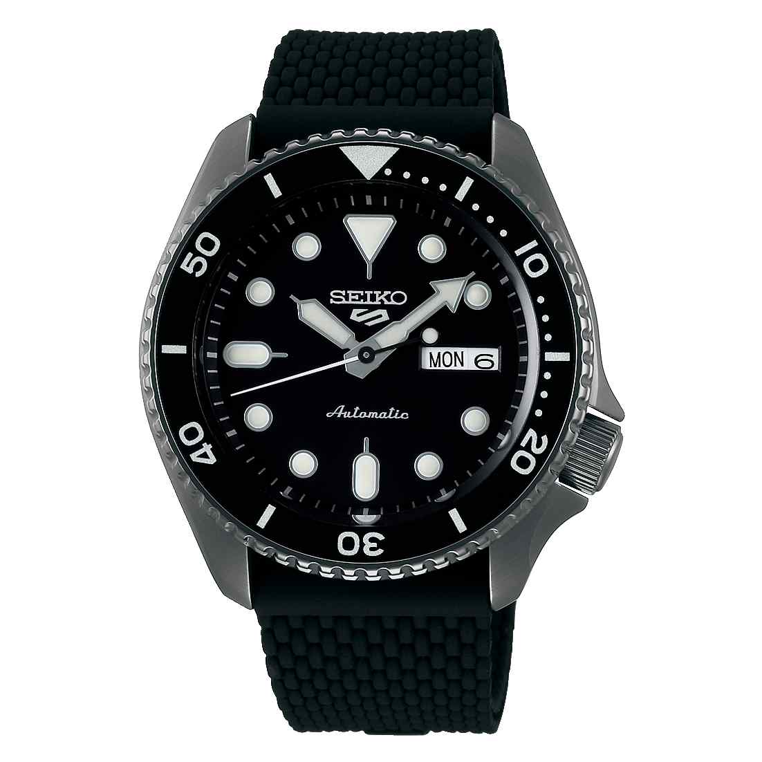 Seiko 5 Sports SRPD65K2 Black Dial Rubber Strap Automatic Men's Watch