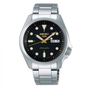 Seiko 5 Sports SRPE57K1 Solid Boy Automatic Black Dial Silver Stainless Steel Strap Men’s Watch