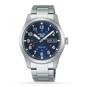 Seiko 5 SRPG29K1 Sports Field Military Collection Automatic Movement Blue Dial Stainless Steel Bracelet Men’s Watch