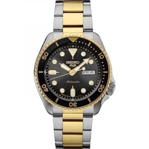 Seiko 5 Sports SRPK22 Charcoal Dial Gold Two-Tone Automatic Men's Watch