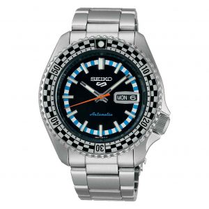 Seiko 5 Sports Checker Flag Automatic Black Dial Stainless Steel Bracelet Men’s Watch SRPK67K1