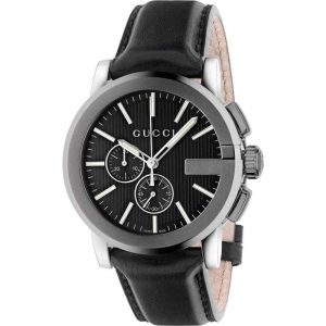 Gucci G-Chrono Men's Black PVD & Leather Strap Chronograph Watch YA101205
