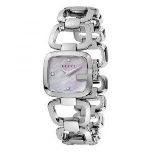 Gucci G-Gucci Ladies Diamond Mother of Pearl Dial Stainless Steel Watch YA125502