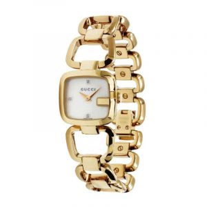 Gucci G-Gucci Ladies Gold Diamond Mother of Pearl Watch - YA125513